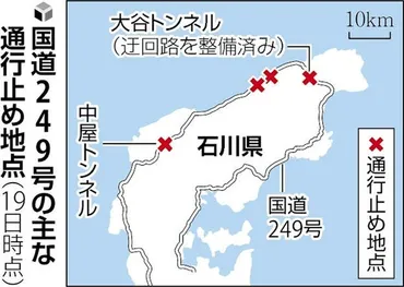 石川・奥能登の国道２４９号が年内に全線開通へ、能登半島地震と大雨で被害…復興の加速に期待 : 読売新聞