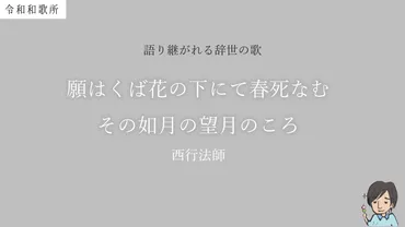 辞世の歌その１３「願はくば花の下にて春死なむその如月の望月のころ」（西行法師）