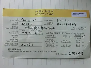 中国の入国/出国手続き