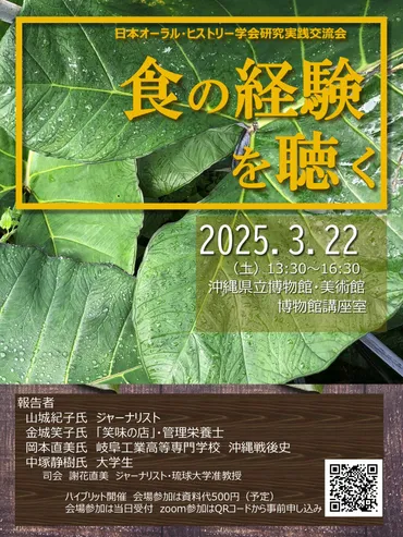 日本オーラル・ヒストリー学会研究 実践交流会「食の経験を聴く」